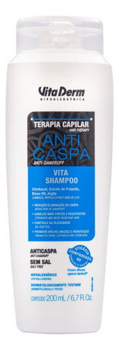 Shampoo Vitaderm 200ml Anti Caspa E Controle De Oleosidade