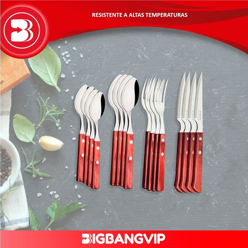 Imagen 3 de 6 de Cubiertos Polywood X16 Tramontina Inoxidable Cuchillo