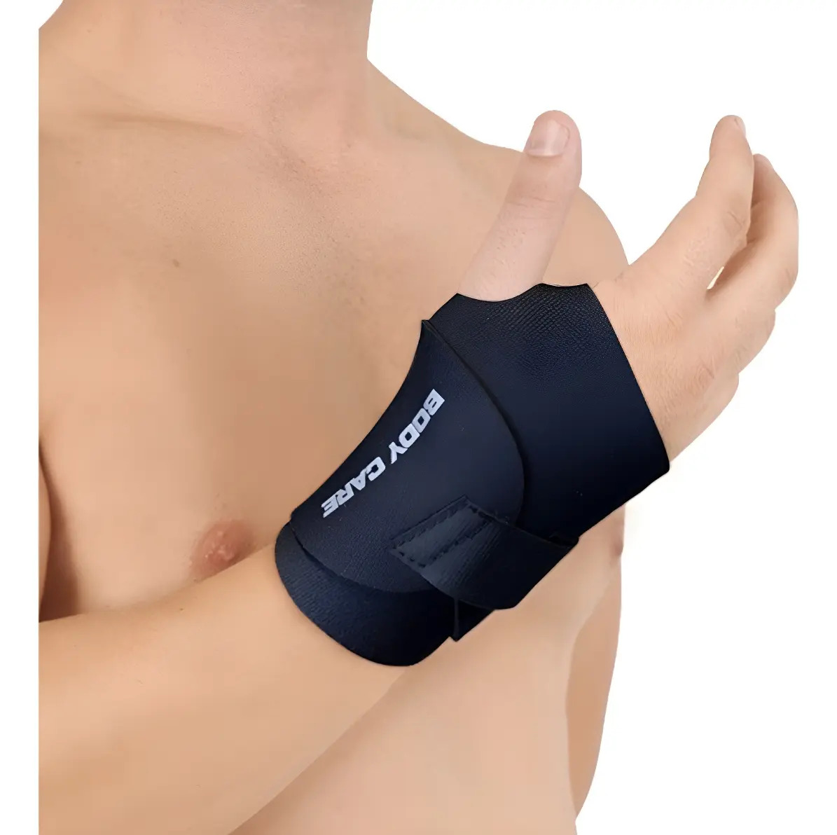 Muñequera Dedo Libre Negro Body Care BC1605 Neoprene Doble Ajuste Ambidiestro Talle M
