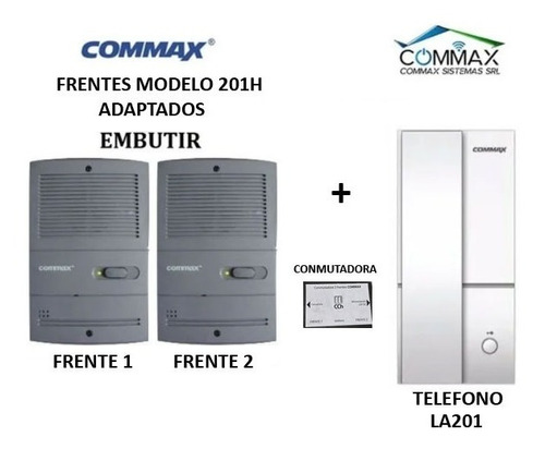 Portero Commax Con 2 Frentes, 1 Telefono 201 Y Conmutadora