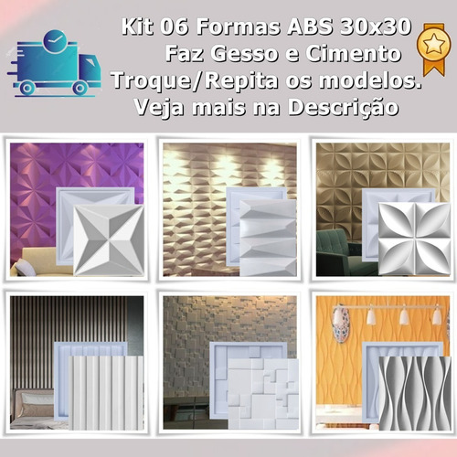 Formas Molde Pra Gesso 3d Cimento Abs Moldura Plástico Placa