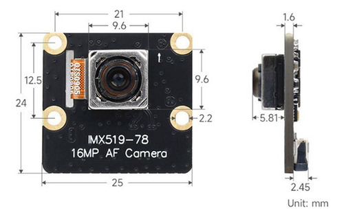 Cámara De 16mp Para Cámara Raspberry Pi5 Imx519 Autofocus