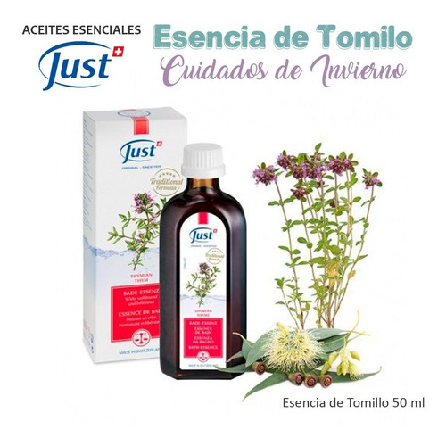Imagen 2 de 6 de Esencia De Baño De Tomillo 50ml Swiss Just Original Sellado