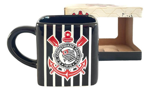 Caneca De Porcelana Corinthians Quadrada Oficial - 330ml