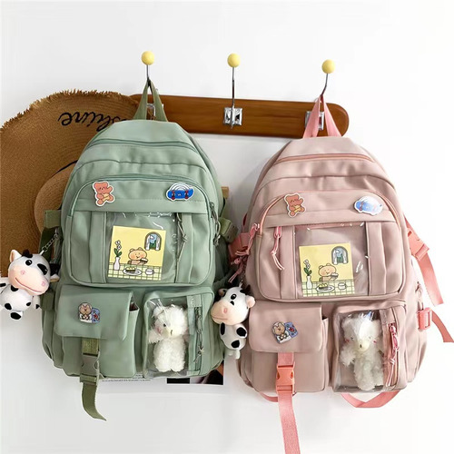 Mochila Femenina Chaveiro Coreano De Gran Capacidad, 4 Pieza