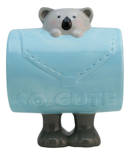 Taza De Cerámica Animales 3d Cute Con Asa De Patitas 480 Ml Color Azul Koala