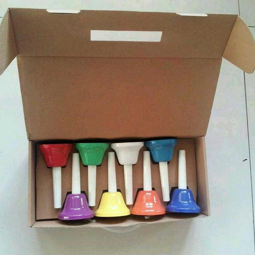 Juego De Campanas De Mano, Percusión Colorida, Notas, 8 Kits