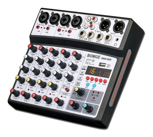 Consola Mezcladora Bomge BMG-06D 6 Canales con Bluetooth DSP Color Negro