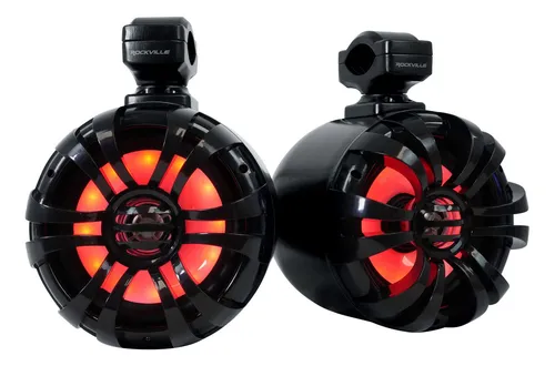 Rockville 2 Wb65kls - Altavoces De Torre Led De Metal Para Wakeboard Marino De 6.5 Pulgadas, 300 W, Color Negro