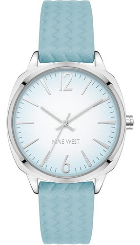 Reloj Mujer Nine West Cristal Mineral 34 Mm Nw/2743blbl Color de la correa Azul claro Color del bisel Plateado Color del fondo Azul claro