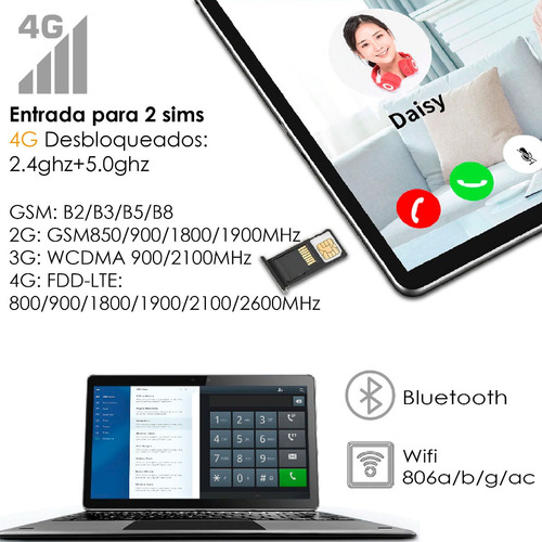 Imagen 2 de 5 de Tablet Vak 102x Deca Core 12' 64gb 2 Sim 4g Teclado 2 En 1