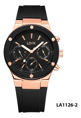 Reloj Mujer Loix® La1126-2 Negro Y Gold Rose