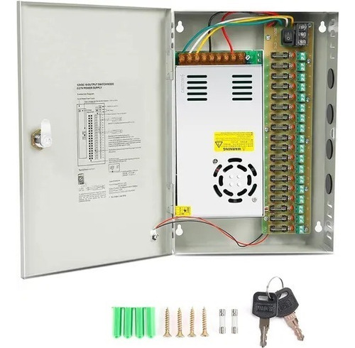 Fuente Centralizada Cámaras De Seguridad 18 Canales 12v/30a Color Beige