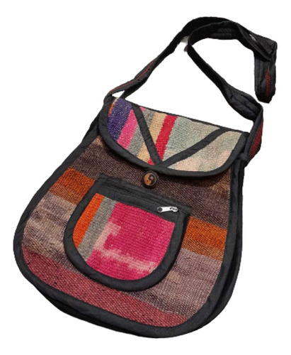 Imagen 1 de 4 de Cartera Bolso Morral Aguayo Puyo Artesanal Tela Oval Mediano