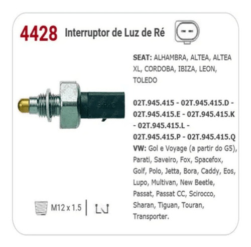 Sensor Luz De Ré Volkswagen Gol G5 Voyage G5 Polo