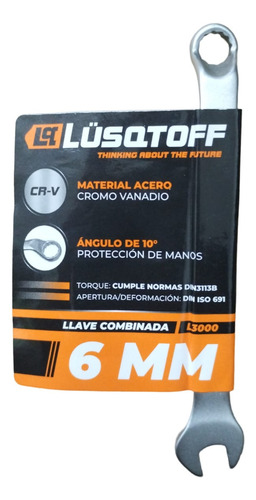 Llave Combinada Fija 6mm Cromo Vanadio Lüsqtoff L3000 Color Plateado