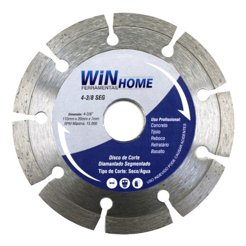 Disco Corte Diamantado Win Home 4.3/8 110mm Segmentado