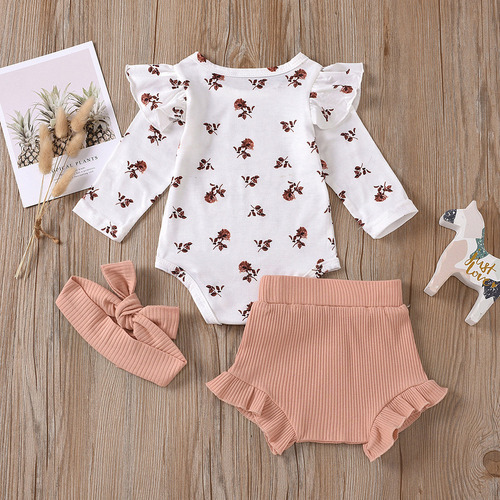 Conjunto De Trajes Tipo Mameluco Con Estampado De Flores Par
