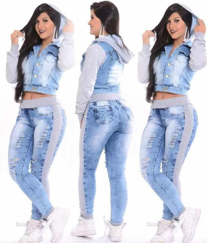 jeans com moletom feminino