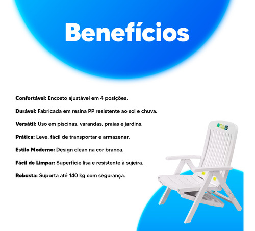 Cadeira Espreguiçadeira Jardim Praia Piscina 3 Posições