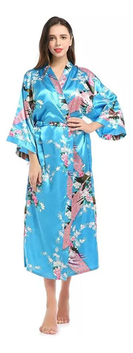 Lucke Bata Tipo Kimono For Mujer Bata De Pavo Real Y Flores