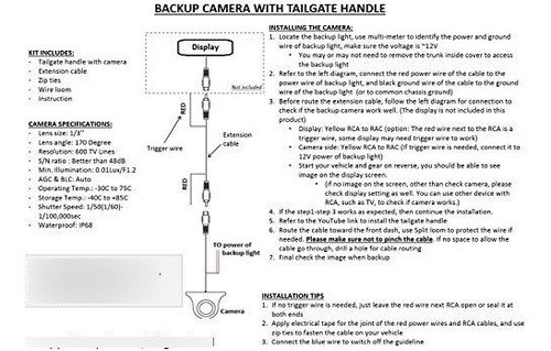 Dodge Ram Backup Camara Mango Porton Trasero Para Monitor Dq