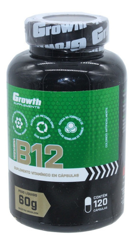 Vitamina B12 Auxilia Sistema Imunologico Growth 120 Capsulas Sabor Natural