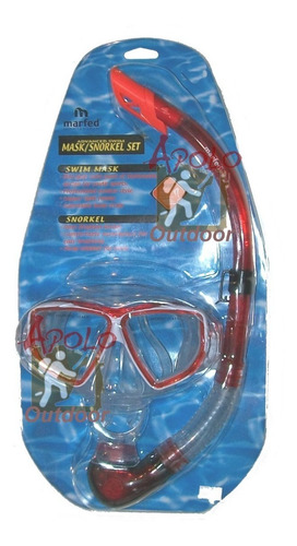 Imagen 8 de 10 de Set Snorkel + Mascara Profesional Doble Válvula Marfed Buceo