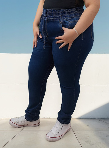 Pantalon Jeans Talla Extra Resorte Cintura Jogger 38 A 48
