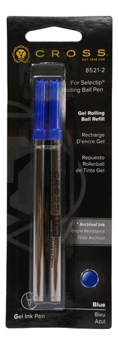 Tanque Repuesto Cross Roller Tinta Gel Blister X 2 U Color De La Tinta Azul (8521-2) Color Del Exterior Plateado