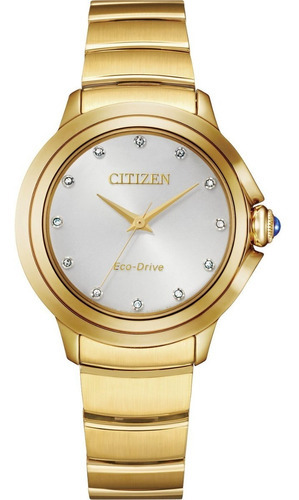Reloj Citizen Ceci Em0952-55a Original Mujer Color de la correa Dorado Color del bisel Dorado Color del fondo Blanco