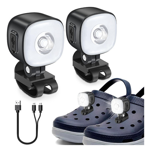 Luces De Cocodrilo Para Zapatos Recargables, 2 Faros Delante