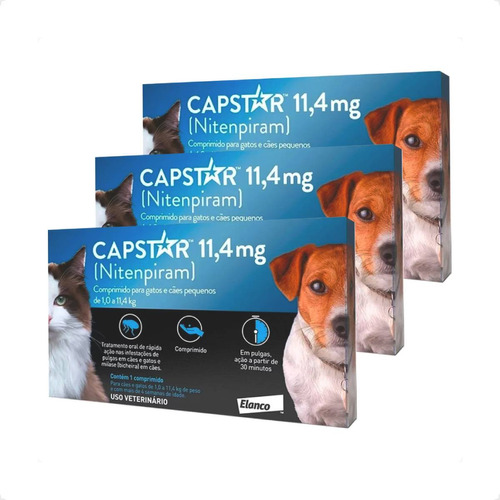 3 Capstar Antipulgas Gatos Cachorro Ate 11kg Envio Imediato