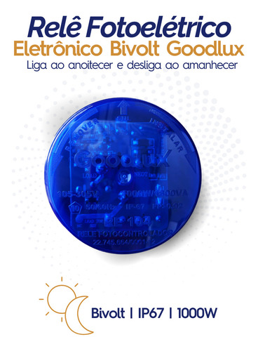 Relê Fotoelétrico Eletrônico 1000w 1800va Re104 Bivolt Proteção Goodlux