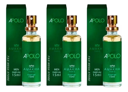 Kit 3 Perfume Masculino Apolo Verde  Amakha Con Envio Gratis