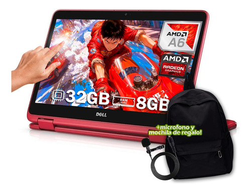 Laptop Dell Inspiron Touch 11,6 A6-9220e 8gb Ram 32gb + Kit (Reacondicionado)