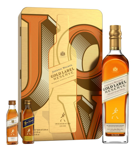 Whisky Johnnie Walker Estuche Lata Gold 75cl Blue 18años 5cl