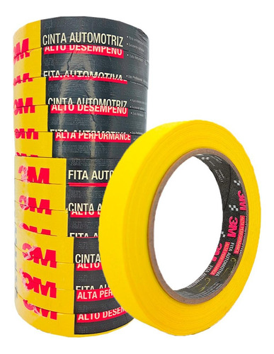 Fita Crepe 3m Alta Performance Amarela 18mm X 40m Automotiva