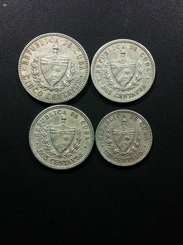 4 Monedas De Cuba 1915-1916 Diferente Valor Sin Circular.