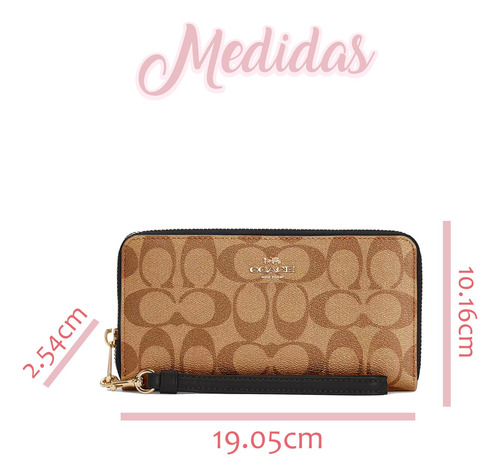 Cartera Coach Original Long Zip Around Wallet Signature Gold