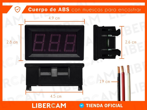 Imagen 4 de 10 de Voltimetro De Panel Digital 3 Digitos 12v - 24v De 3 Cables