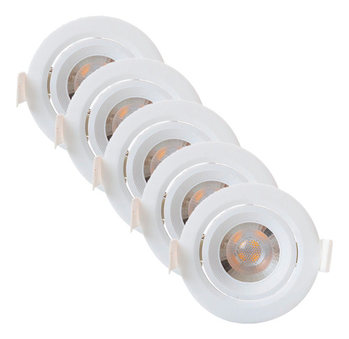 Kit 5 Luminárias Led Ecospot Mr11 3w 3000k Redonda Elgin