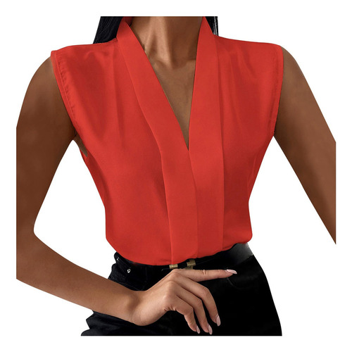 Chaleco De Oficina Elegante Sin Mangas Para Mujer, Blusa De