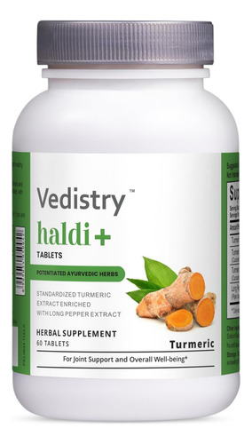 Vedistry Haldi + Comprimidos 850 Mg Com Cúrcuma, 95% De Curc