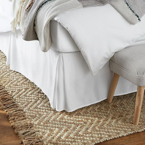 Faldon De Cama 2 Plazas Blanco Suave Liso Con Pliegues Aura Zeus Ropa De Cama