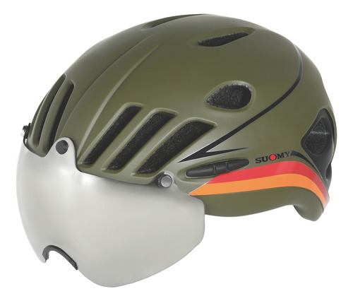 Casco Bicicleta Con Visor Profesional Suomy Green/black. Color Verde Oscuro Talle M