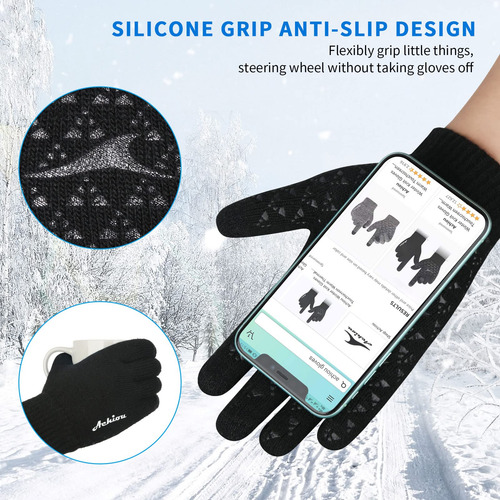 Guantes De Invierno Achiou Táctiles Para Hombres Y Mujeres Color Diseño De La Tela