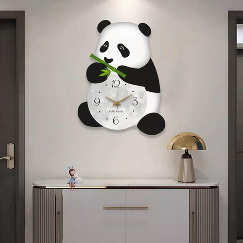 Relógio De Parede Com Design De Panda, Lindo, Grande,