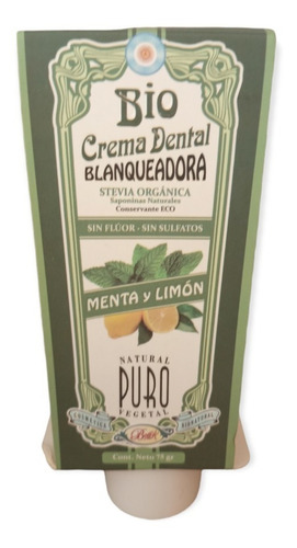 Bio Crema Dental Natural Sin Sulfato Ni Fluor Menta Limón