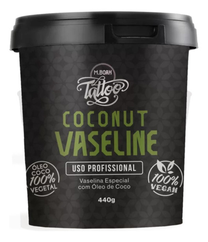 Vaselina Coconut 440g Tattoo Vegana Tatuagem Óleo De Coco